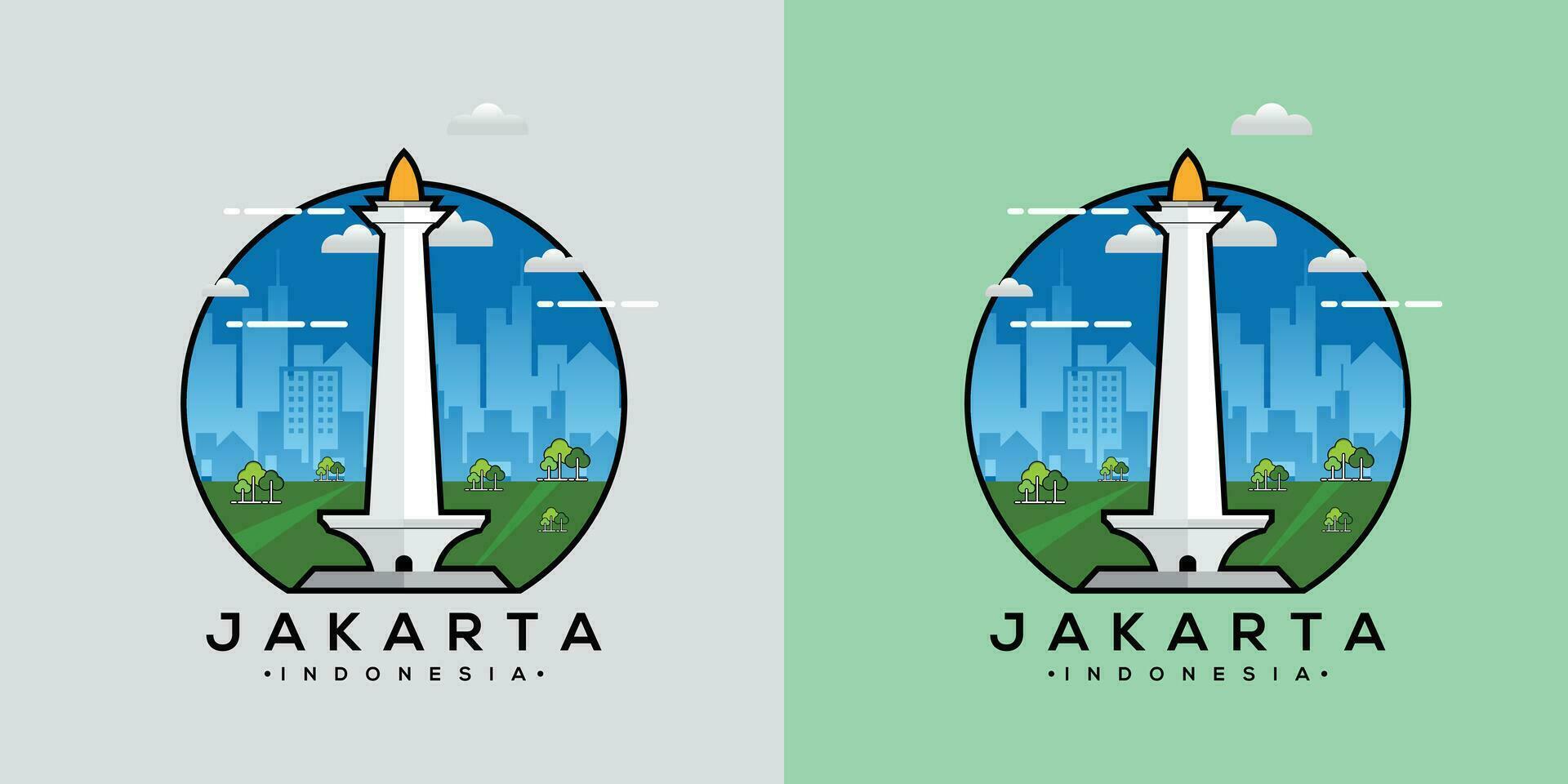 Jakarta Monas Flat Vector Design Illustration. National Monument of Indonesia the Landmark of Jakarta City.