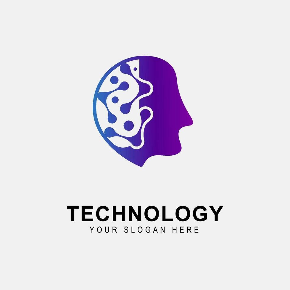 Head tech logo, robotic technology logo template logo design inspiration vector
