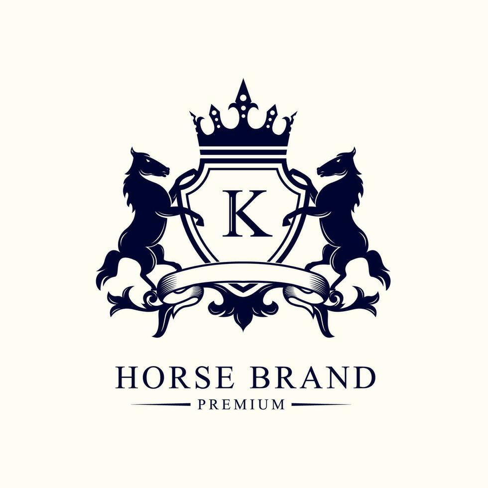 lujo dorado real caballo Rey logo diseño inspiración vector ilustración