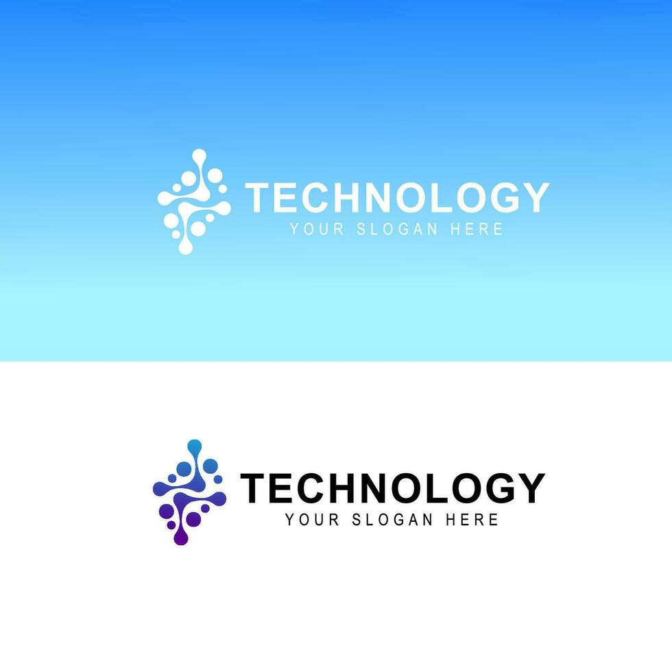 technology connection with abstract dot, molecule and system logo template. vector