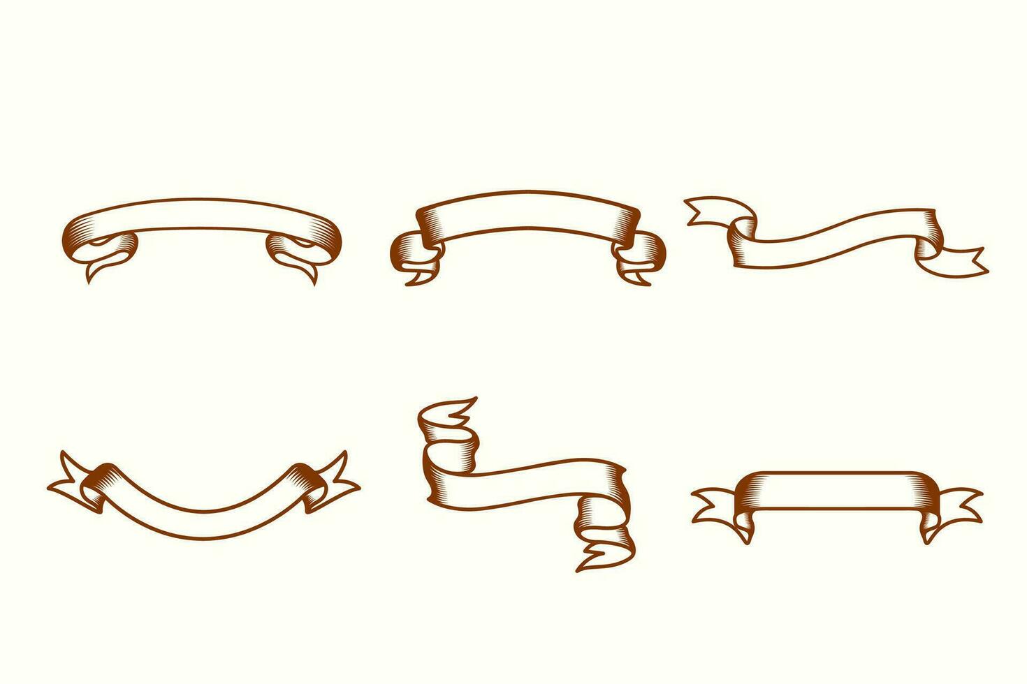 set ribbon vector collection. Dark ribbons with light strokes. Vintage ribbons Ideal for illustrations design and decoration