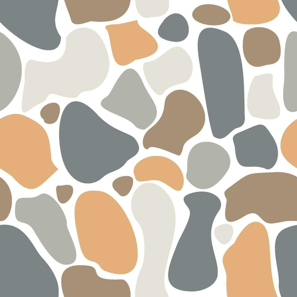 Abstract Autumn seamless pattern with spots or stones. Warm colors endless background. Vector doodle decorative backdrop. Wallpaper, Banner, Poster, Wrapping paper template, textile, decoration.