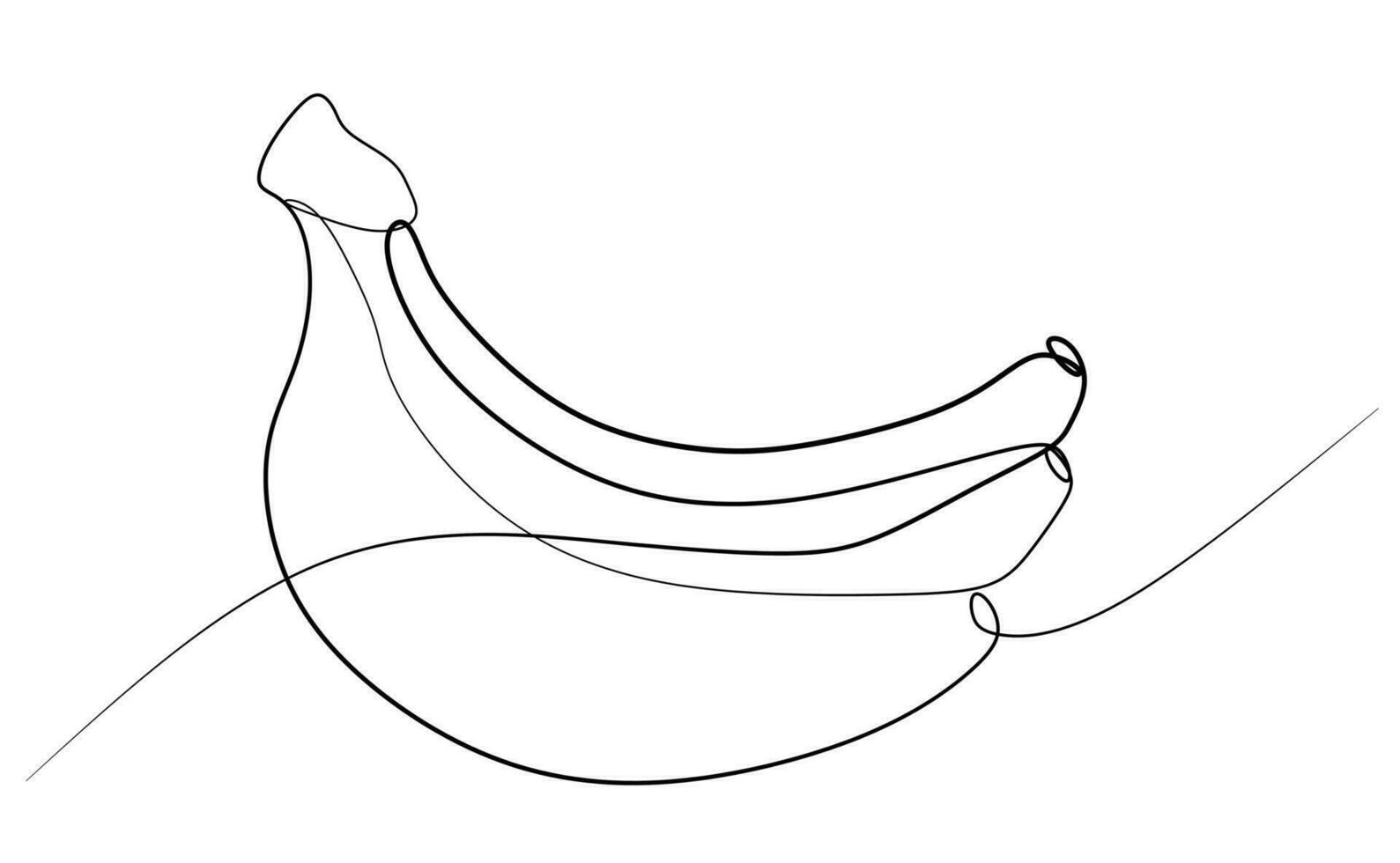 One line Vector drawing Banana. Continuous line yellow fruit illustration. Vitamin and healthy food concept. Design art for package, logo, grocery, Shopping bag. Eco and organic fresh.