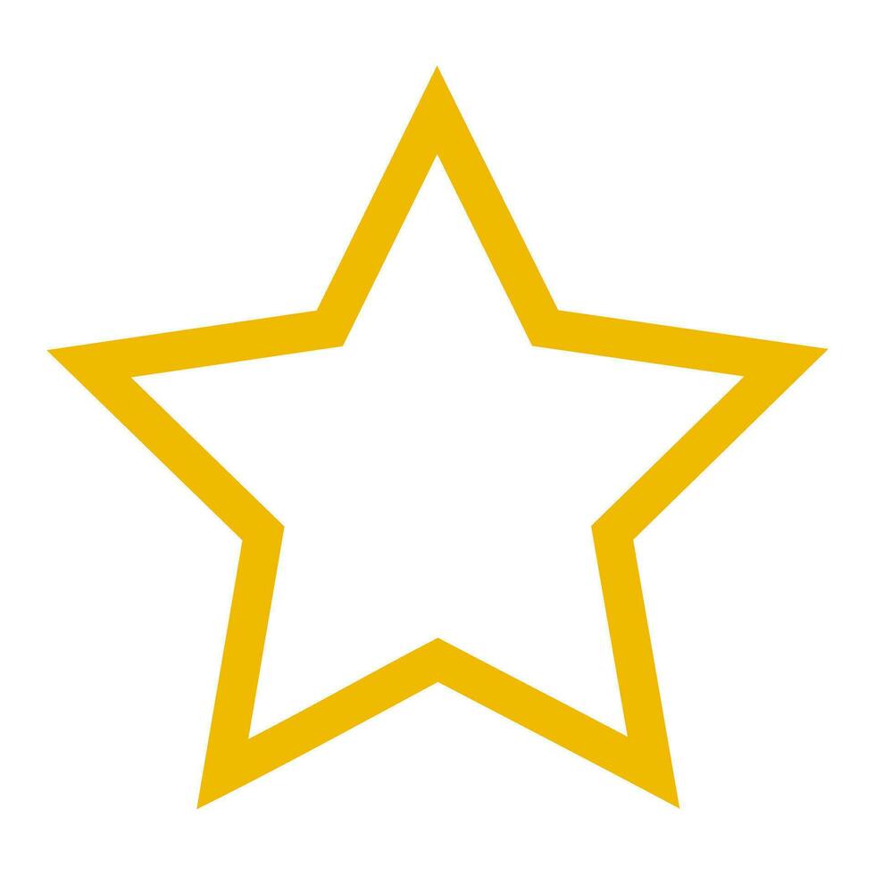 Gold star isolated on white background. Yellow outline in the shape of a star. Vector illustration.