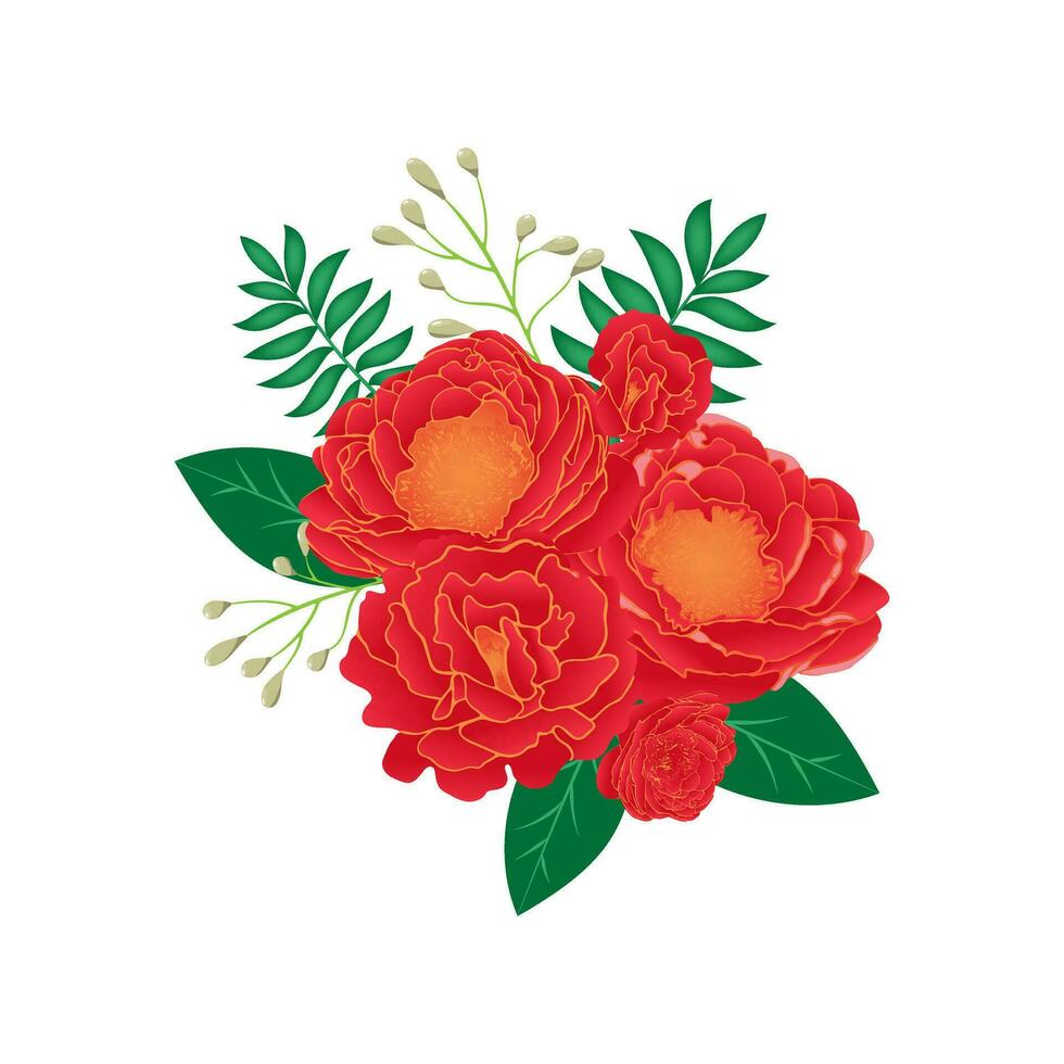 flor arreglo con peonías y rosas. ramo de flores de flores para fiesta diseño. vector ilustración.