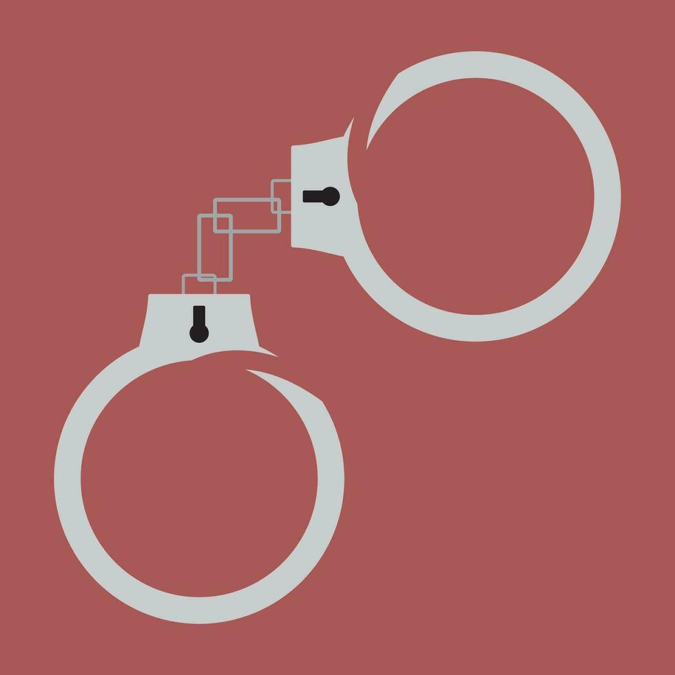 Handcuffs flat vector. Chain lock for jail illustration vector