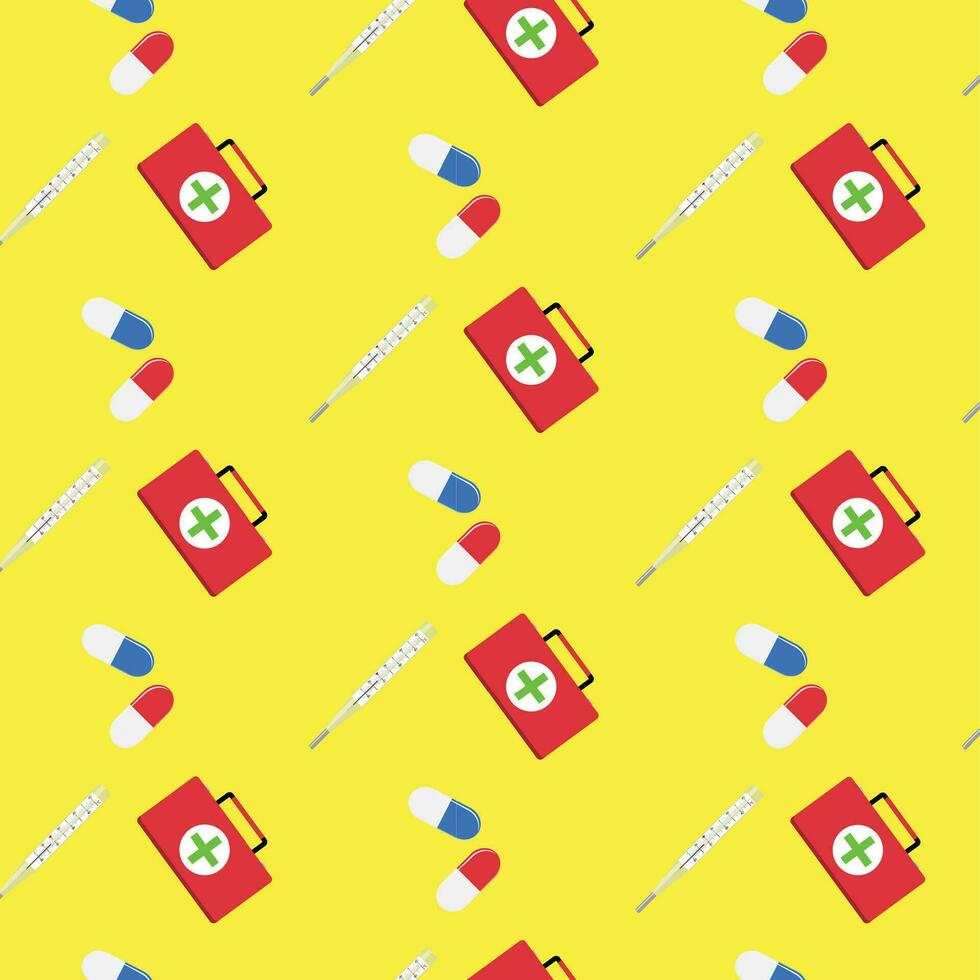 Hospital seamless pattern. Treatment and assistance, healthy service. Vector illustration