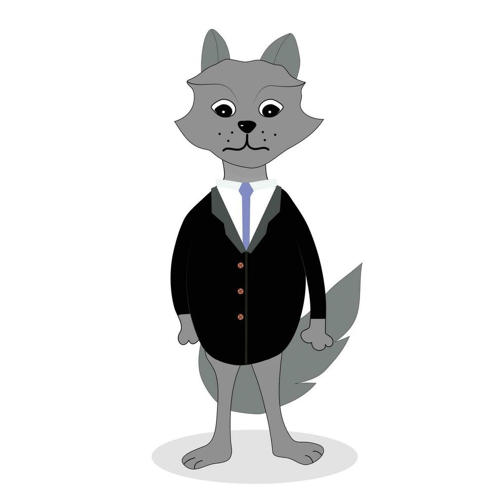 negocio lobo personaje. dibujo gracioso negocio animal, vector ilustración