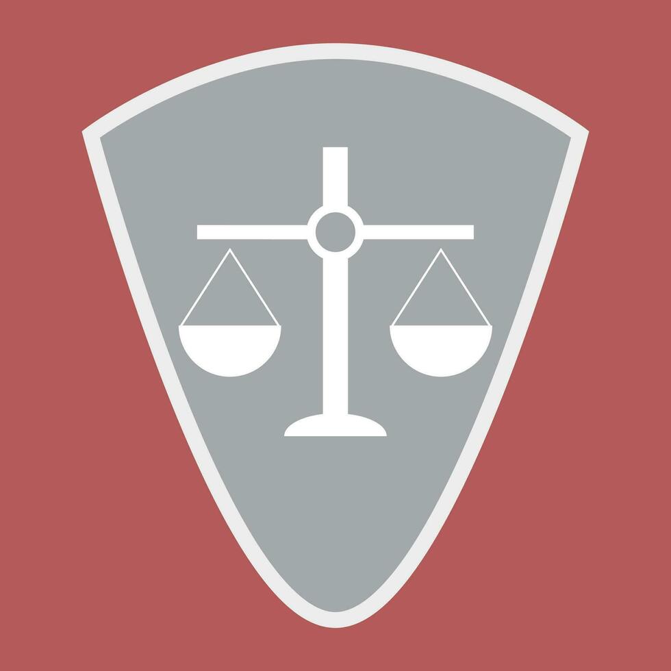 Badge scales of justice shield. Scale balance on element shield. Vector illustration