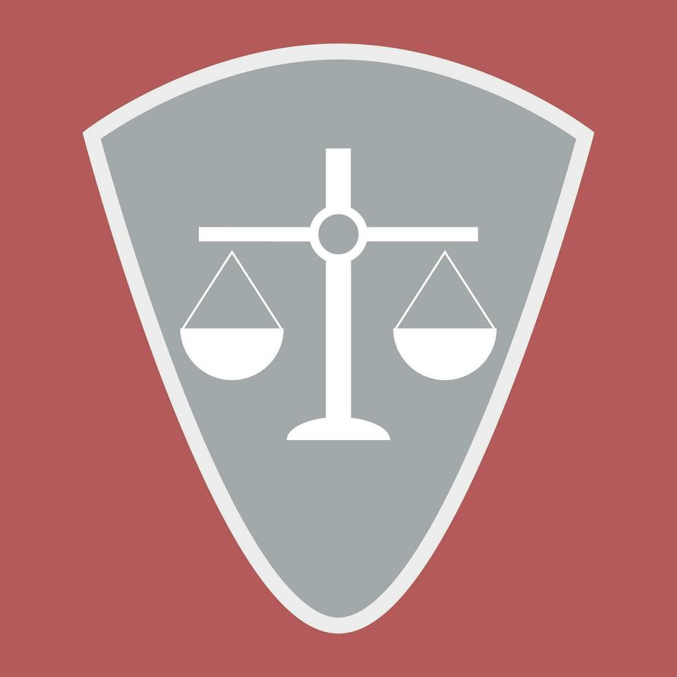 Badge scales of justice shield. Scale balance on element shield. Vector illustration