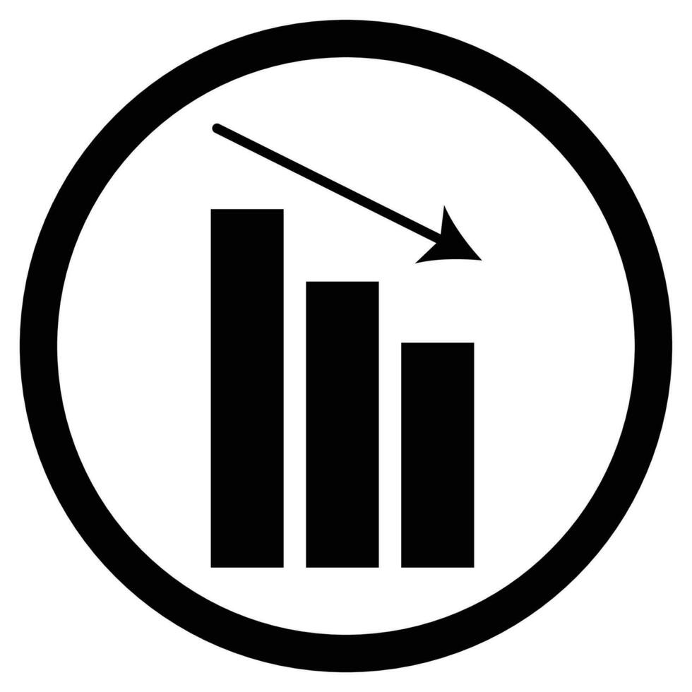 gráfico abajo icono. Finanzas valores disminución y chocar, vector ilustración