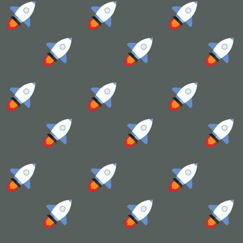 Shuttle or rocket in flight vector. Spacecraft pattern seamless background illustration vector