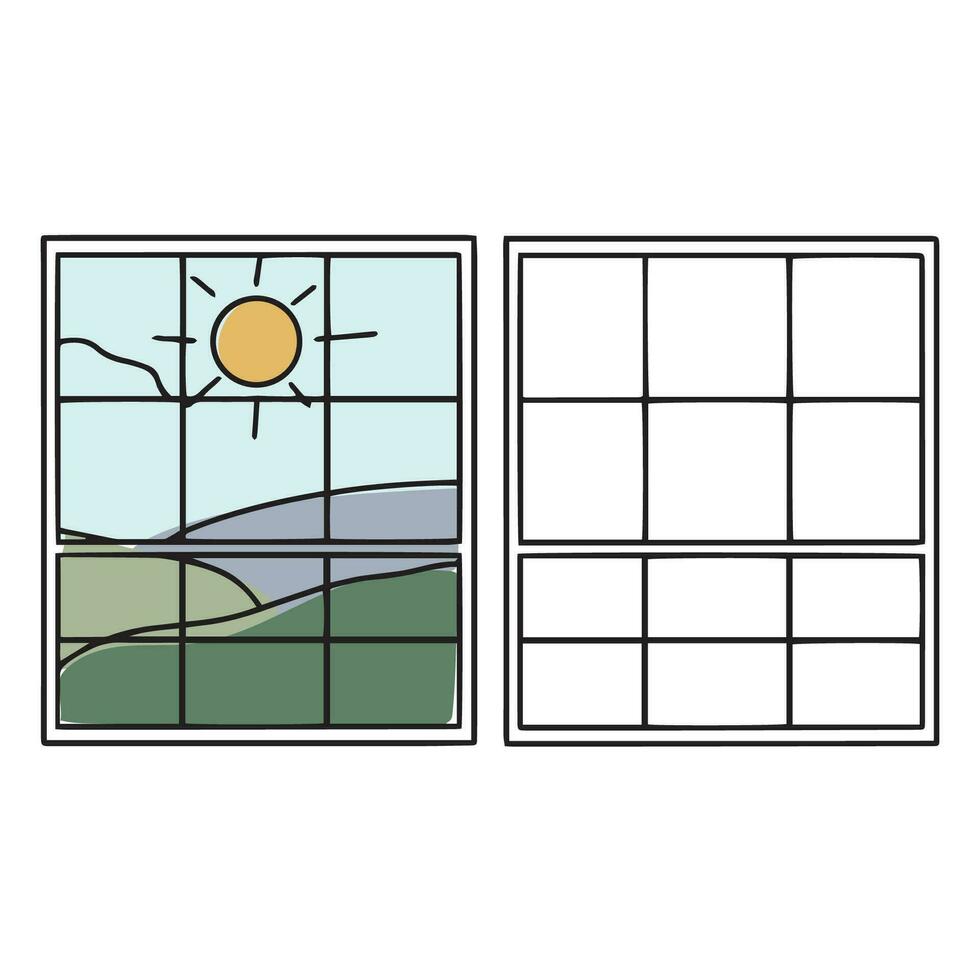 Window design template. Vector creative symbol in linear style. Vector