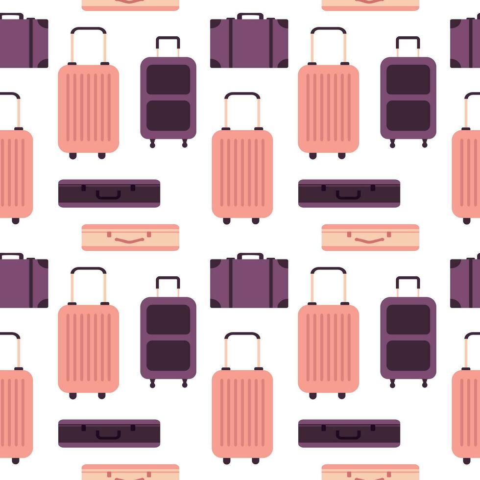 Seamless pattern of suitcases for travel and leisure. Colorful color illustration highlighted on a white background vector