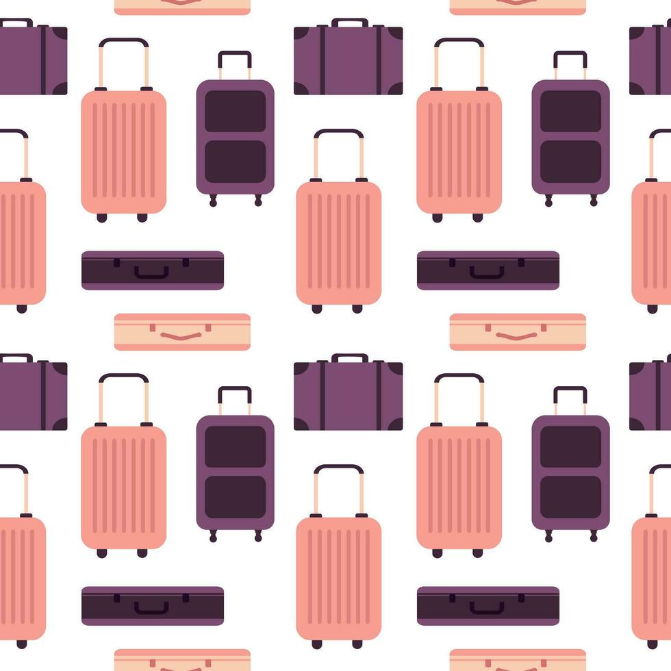 Seamless pattern of suitcases for travel and leisure. Colorful color illustration highlighted on a white background vector