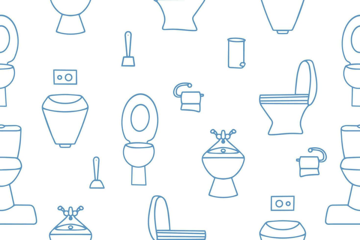 Toilet bowl pattern seamless. Toilet bathroom seamless doodle pattern. Vector