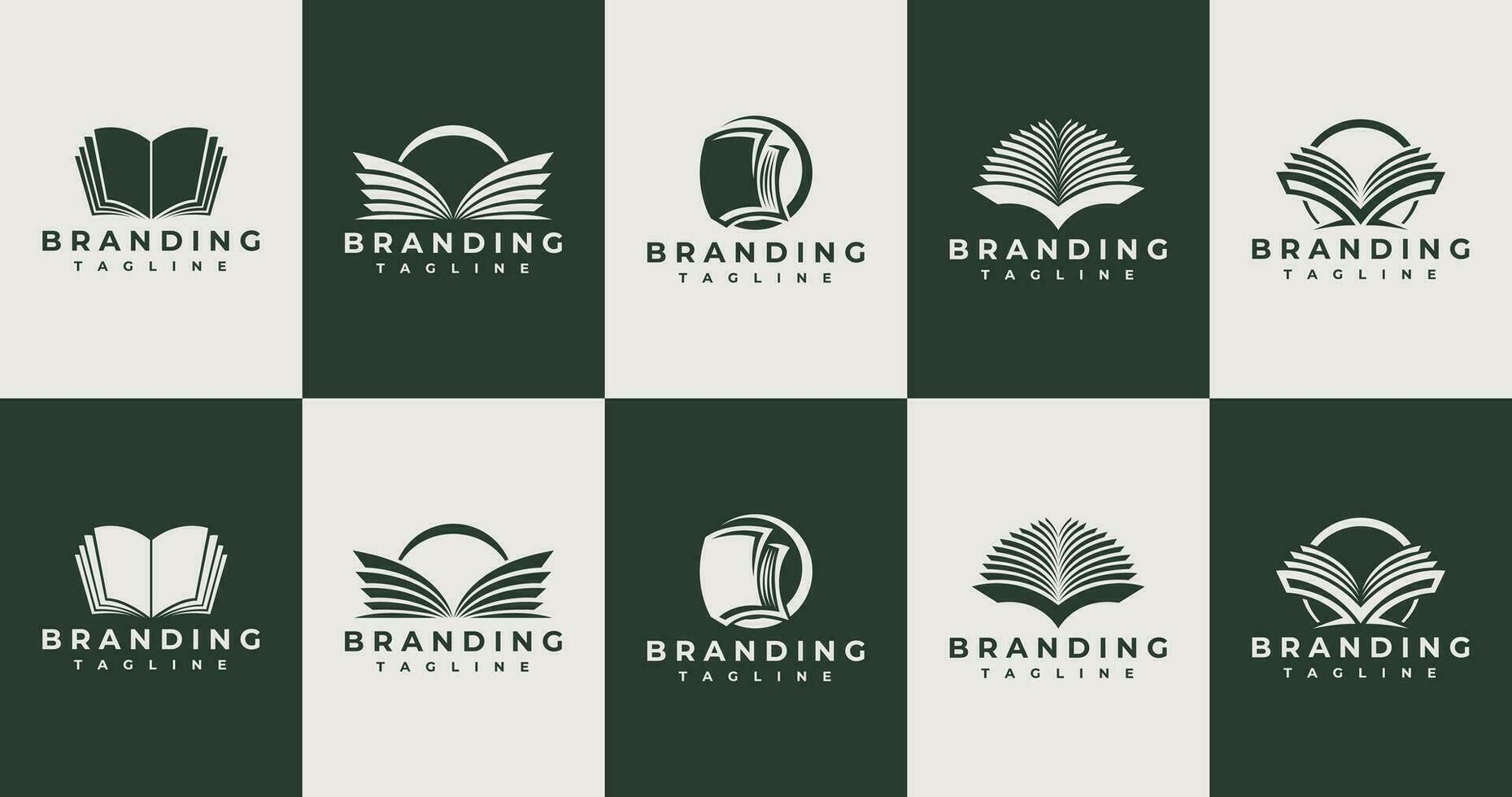 Set of modern abstract education book logo design. Line book learning logo set. vector