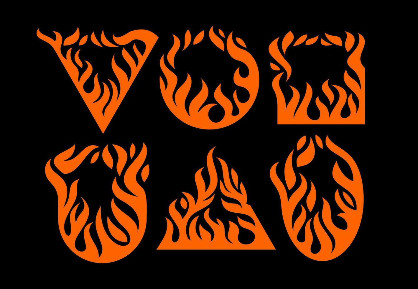Set of abstract smoke fire basic shape icon logo. Silhouette of flame logo icon. vector