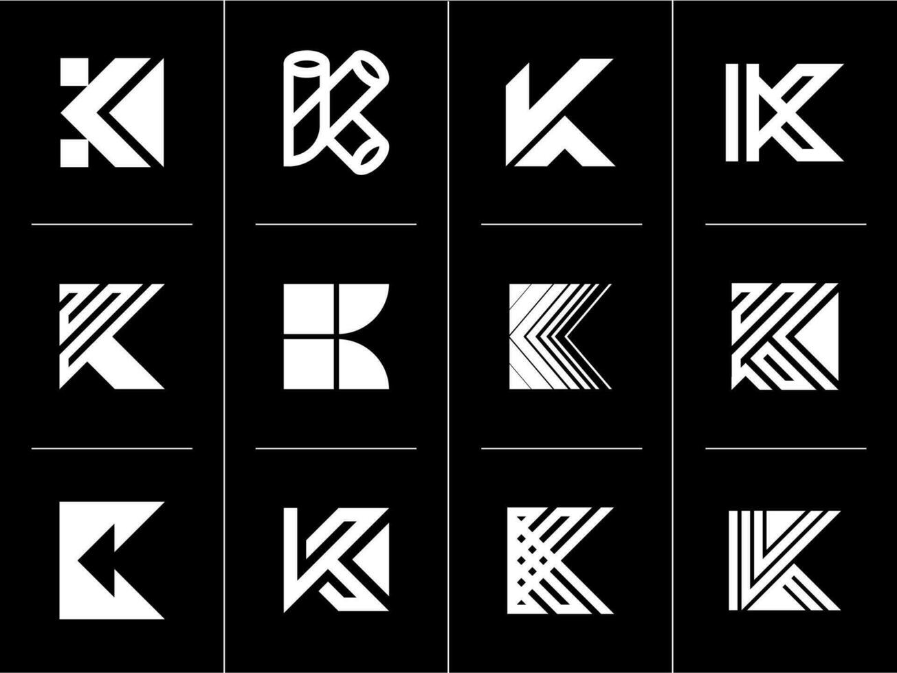 Set of abstract line letter K logo design branding. Modern initial K logo vector. vector