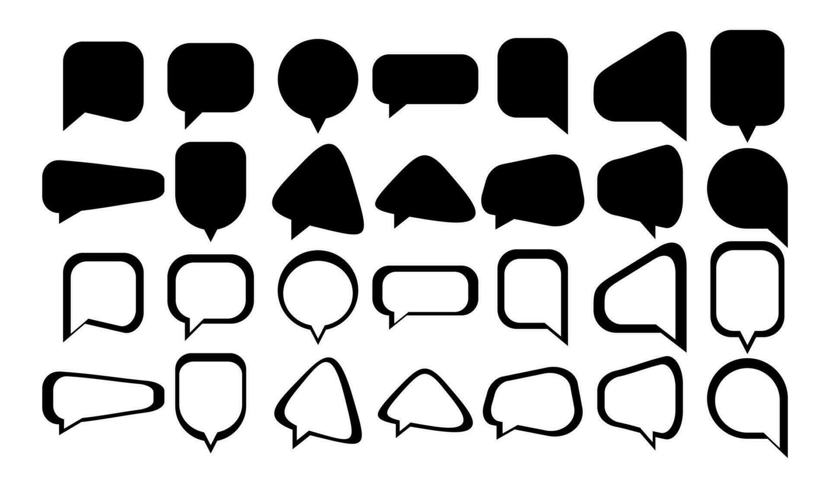 Set of abstract shape chat border design. Silhouette of flat line message vector. vector