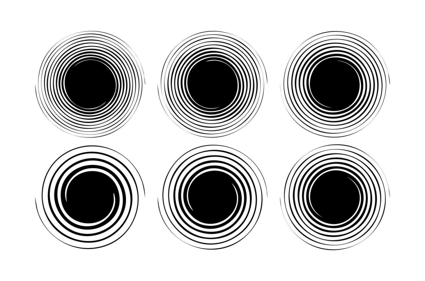 Set of blank spiral line circle border design. Modern spiral circle frame logo. vector