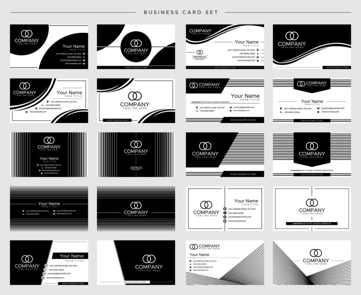 Modern black white abstract business card design set. Luxury business card set. vector