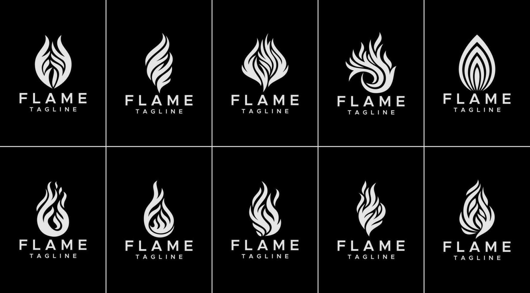 Collection of abstract flame gas logo design template. Simple smoke fire logo. vector