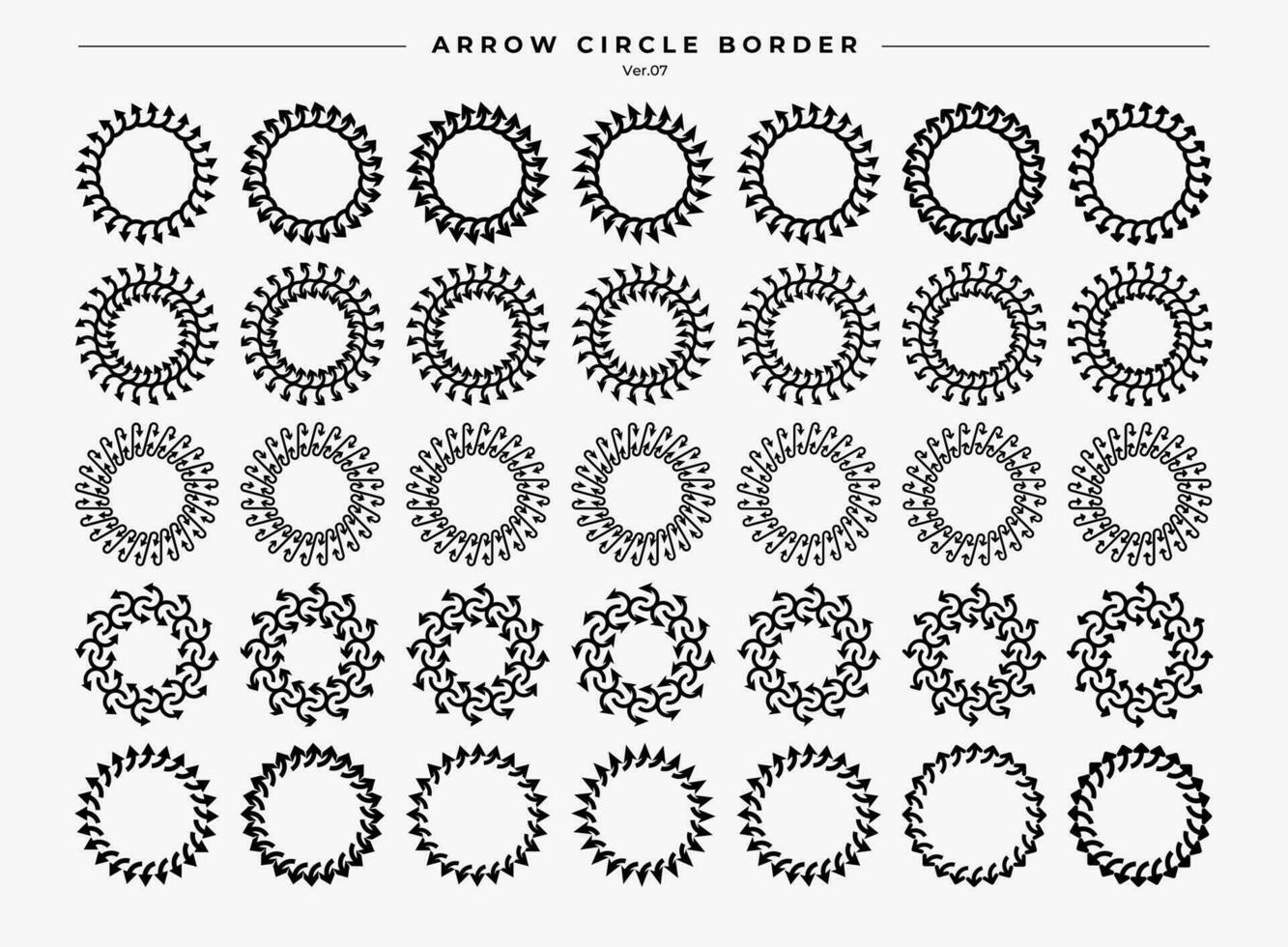 Modern abstract arrow circle border logo design set. Line arrow round border. vector
