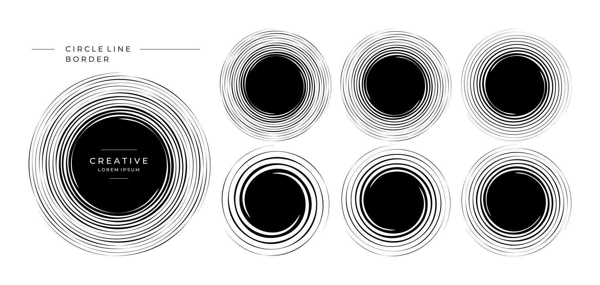 detallado cepillo carrera espiral circulo frontera logo. lujo redondo esfera marco colocar. vector