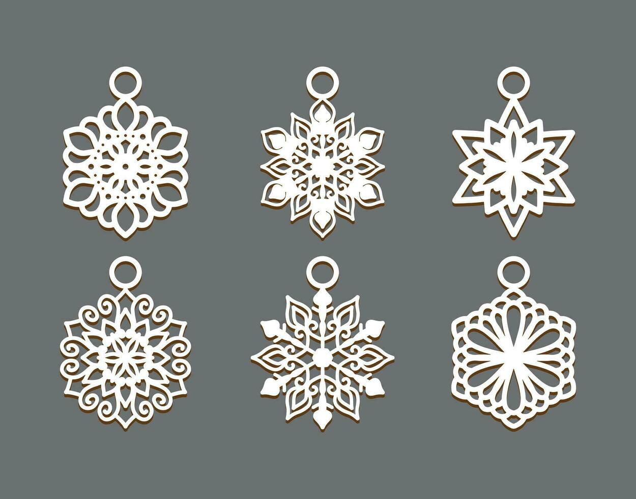 Stunning Laser-Cut snowflake earring design vector