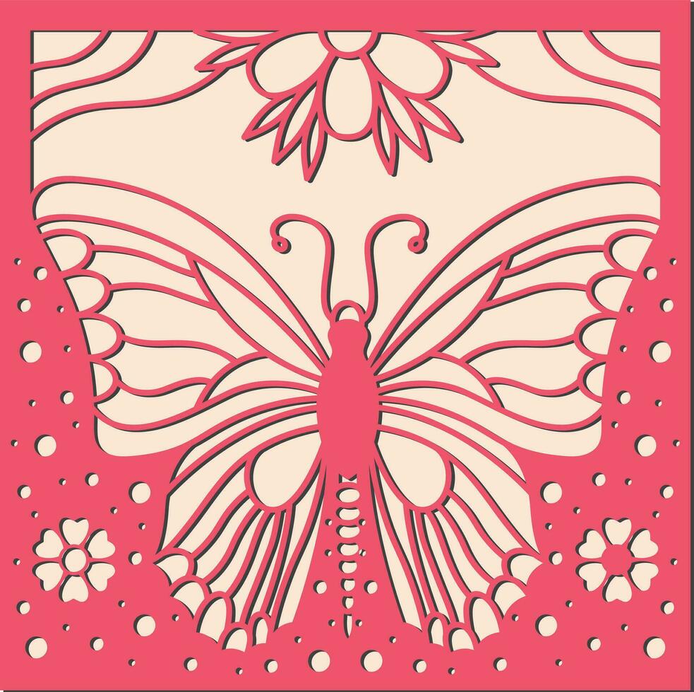 Stunning Laser-Cut Butterfly invitation card, vector