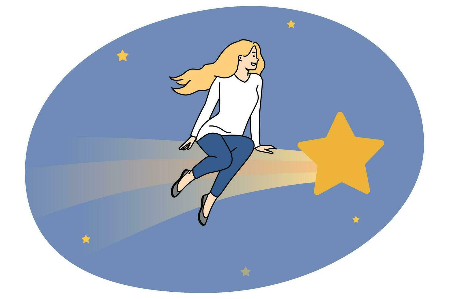 Woman sitting on star dreaming vector