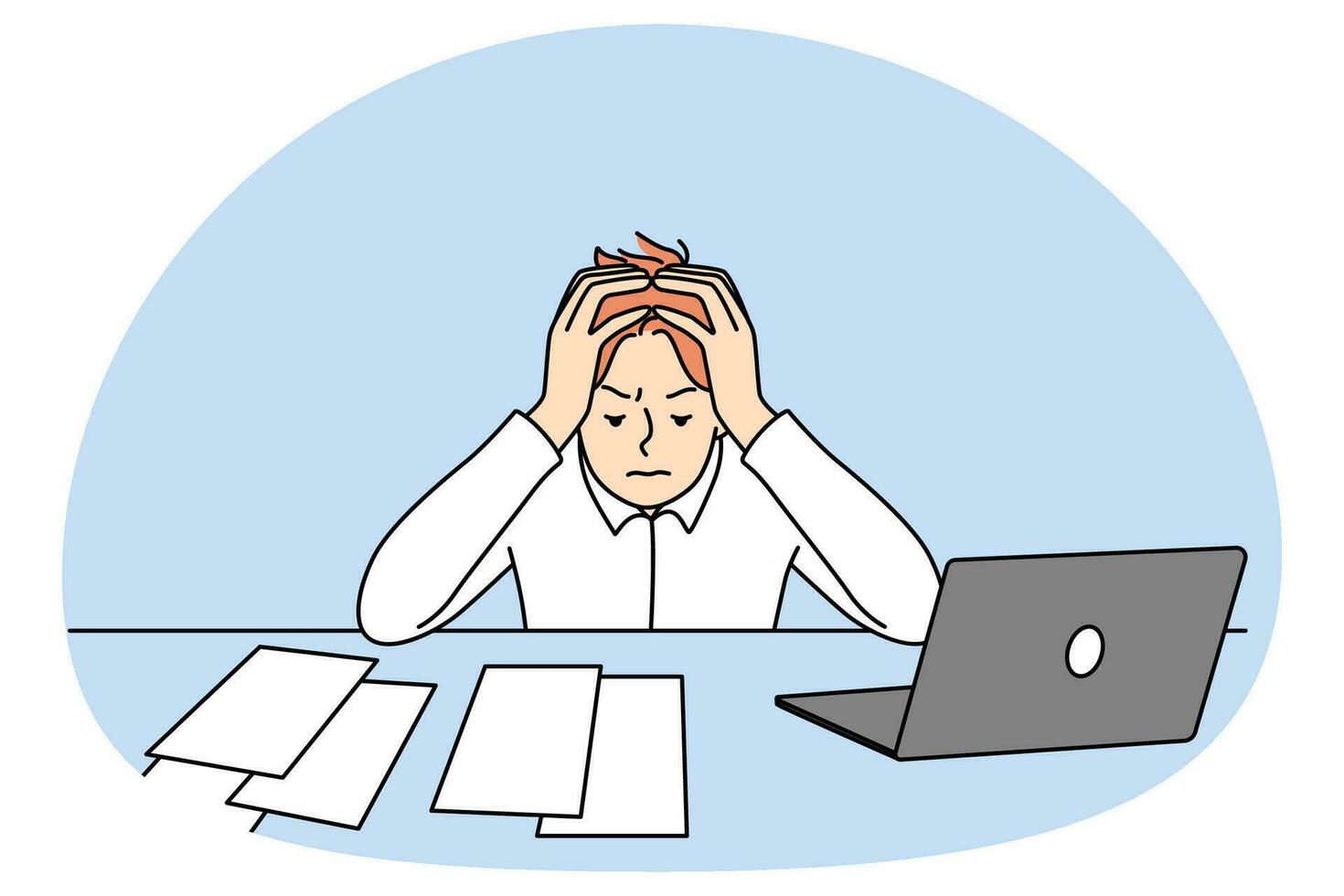 Stressed man having financial problems vector