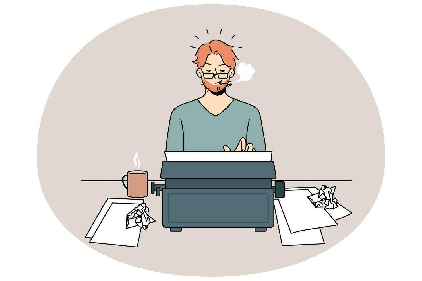 Author typing on retro typewrite machine vector