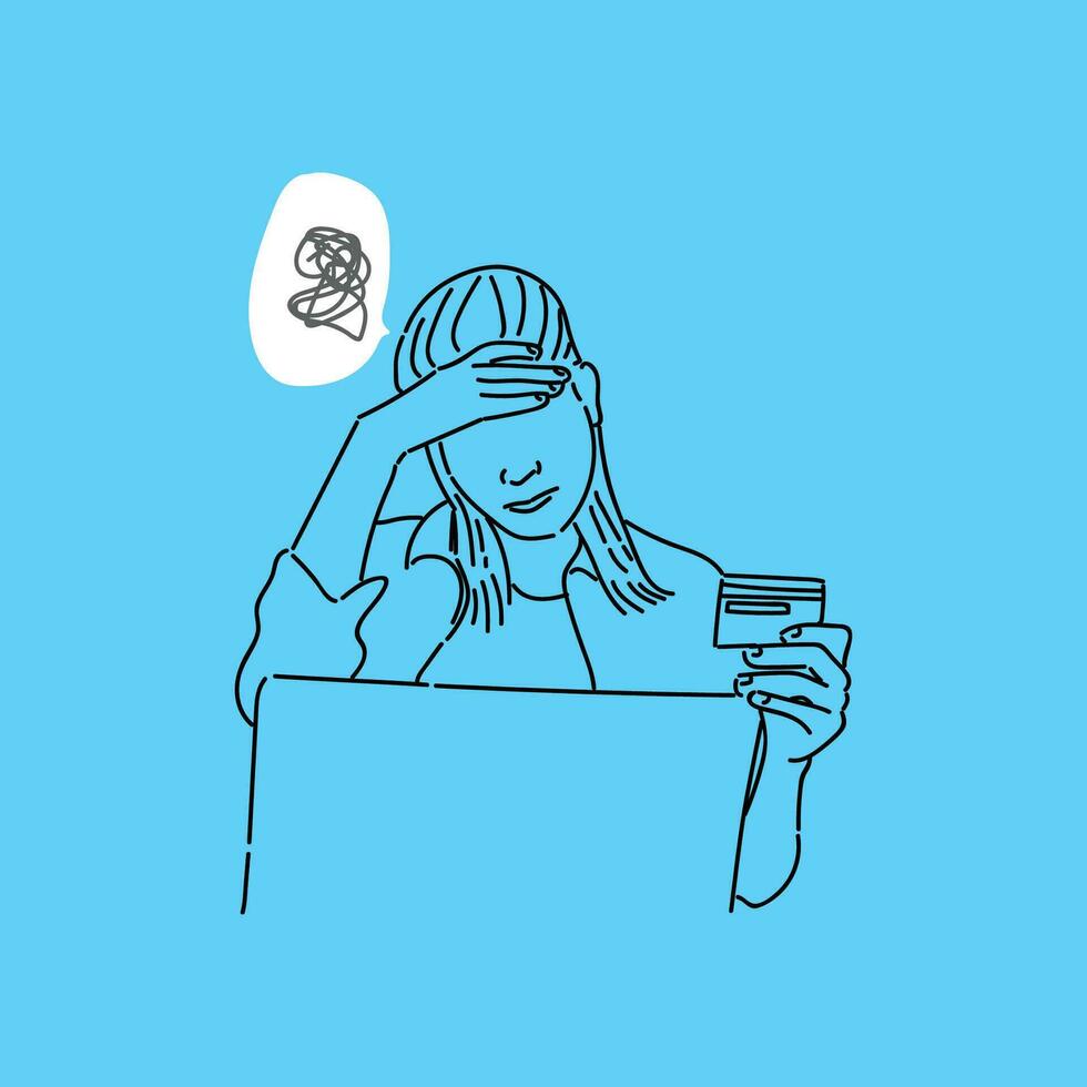 a person dizzy for credit card debt illustration design vector