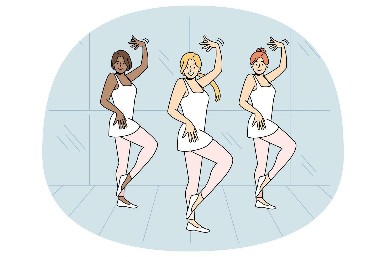 Ballerinas dancing together on stage vector