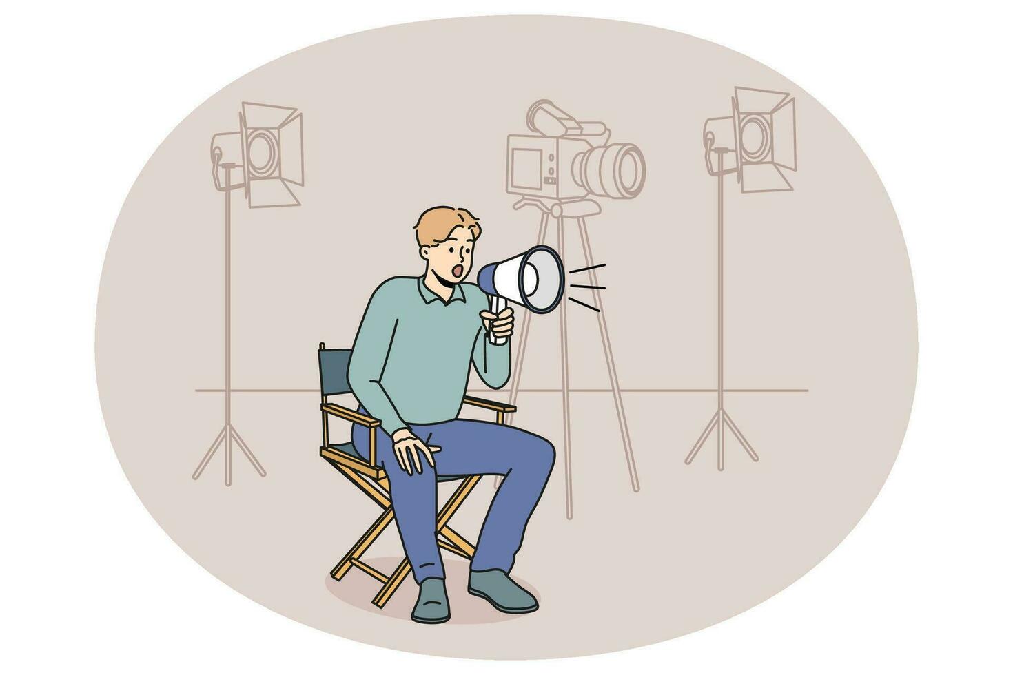 A professional filmmaker male avatar, film director illustration