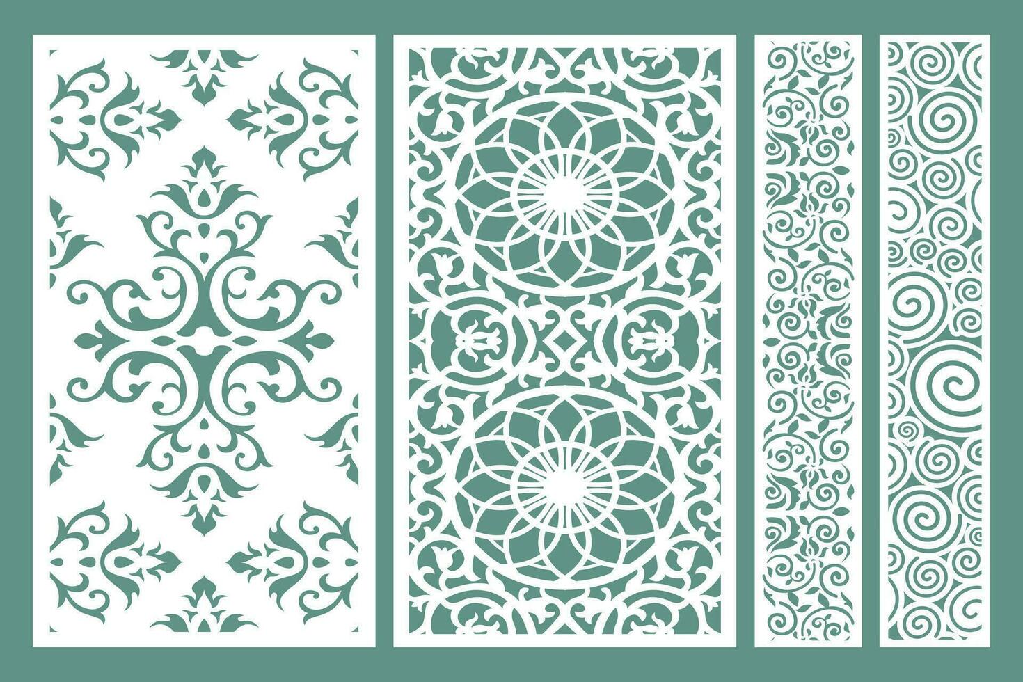 conjunto jali diseño, jali diseño para gráfico y madera contrachapada, dividir, cnc enrutador diseño hoja de espuma, acrílico y cnc máquina corte, eps archivo. vector