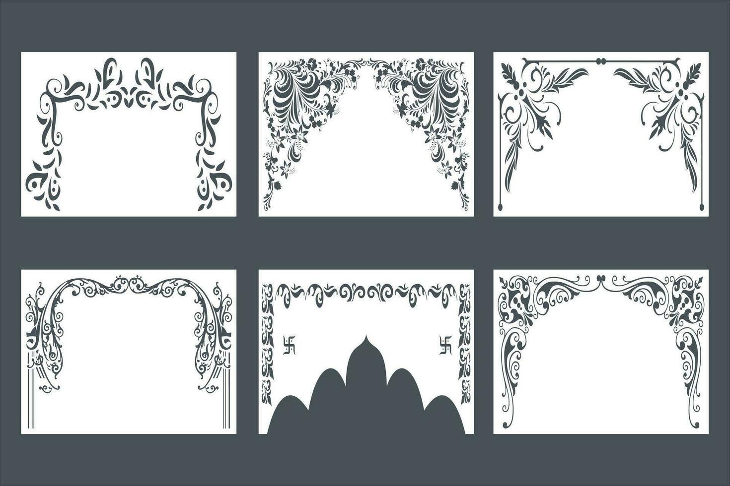 Laser cutting design for temple, Mandir Jali, Partition arch for temple decoration. vector