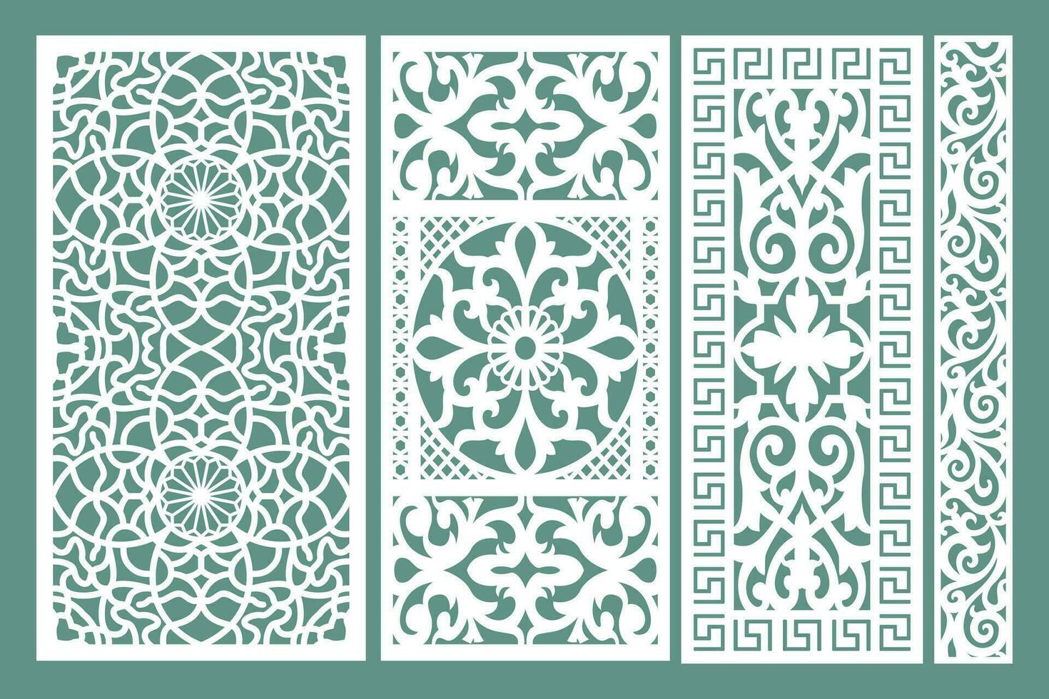 Set Jali Design, Jali Design for Graphic and Plywood, Partition, Cnc Router Design Foamsheet, Acrylic and CNC Machine Cutting, EPS File. vector