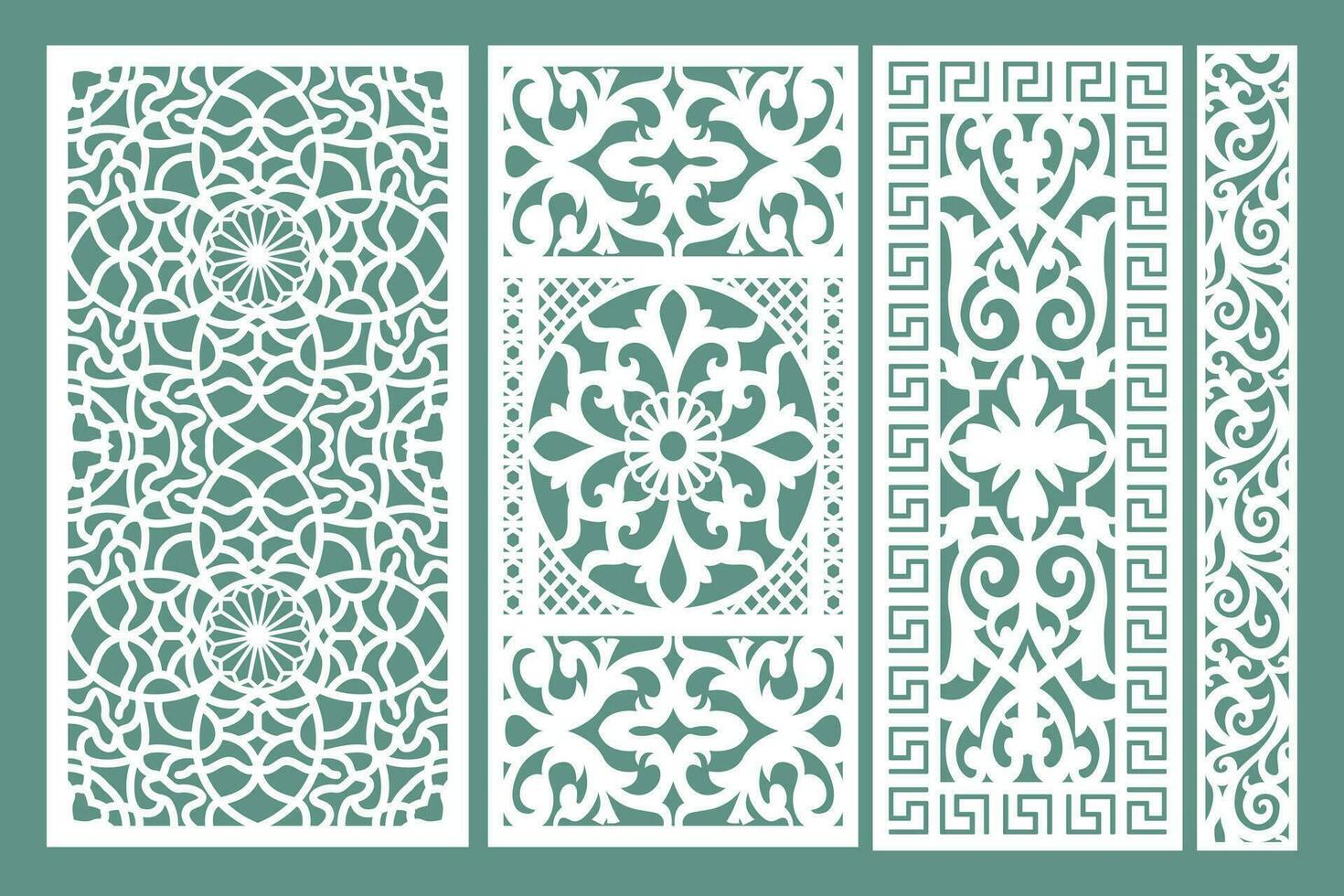 conjunto jali diseño, jali diseño para gráfico y madera contrachapada, dividir, cnc enrutador diseño hoja de espuma, acrílico y cnc máquina corte, eps archivo. vector