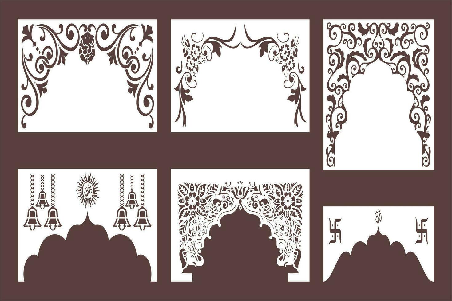 Laser cutting design for temple, Mandir Jali, Partition arch for temple decoration. vector