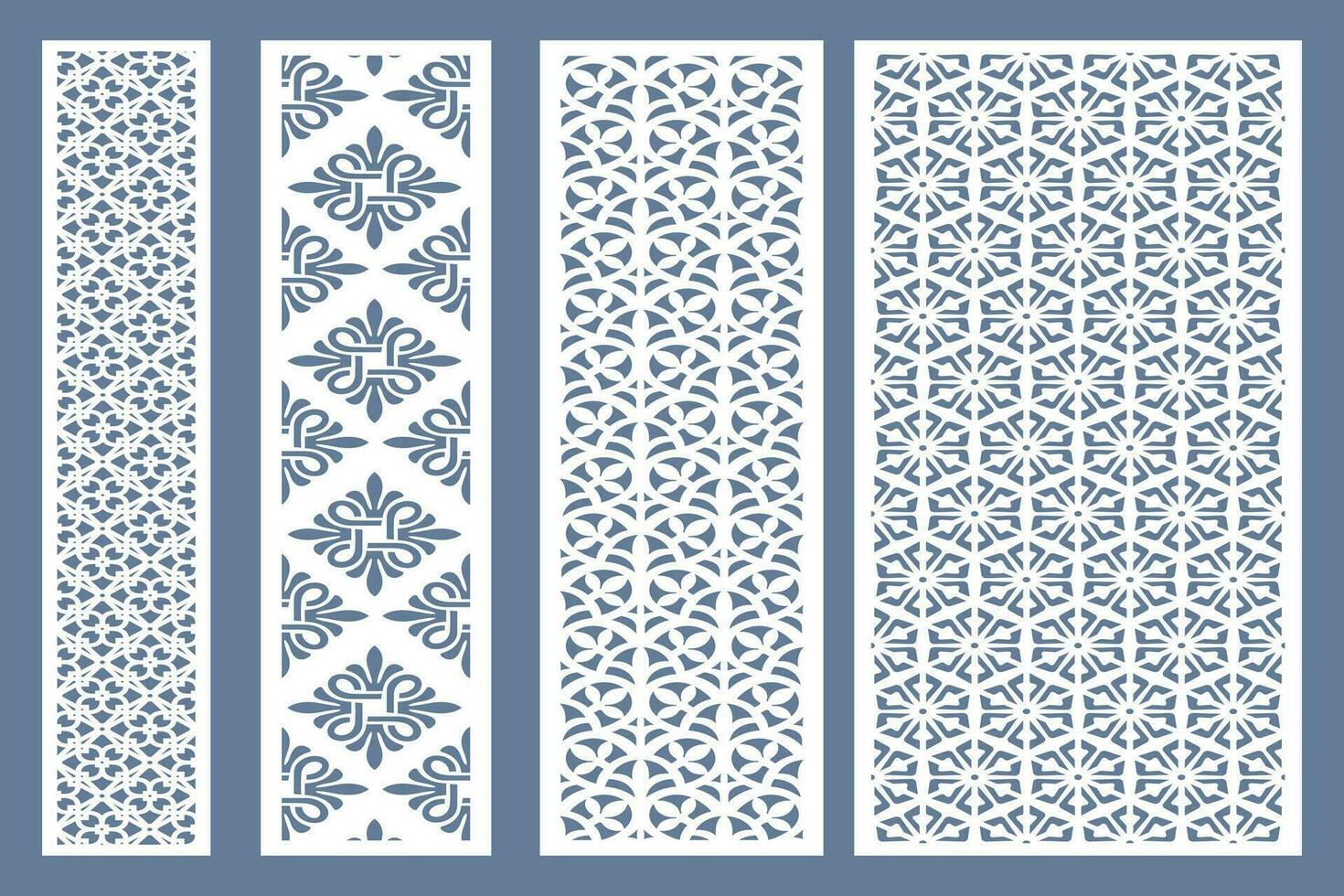 conjunto jali diseño, jali diseño para gráfico y madera contrachapada, dividir, cnc enrutador diseño hoja de espuma, acrílico y cnc máquina corte, eps archivo. vector