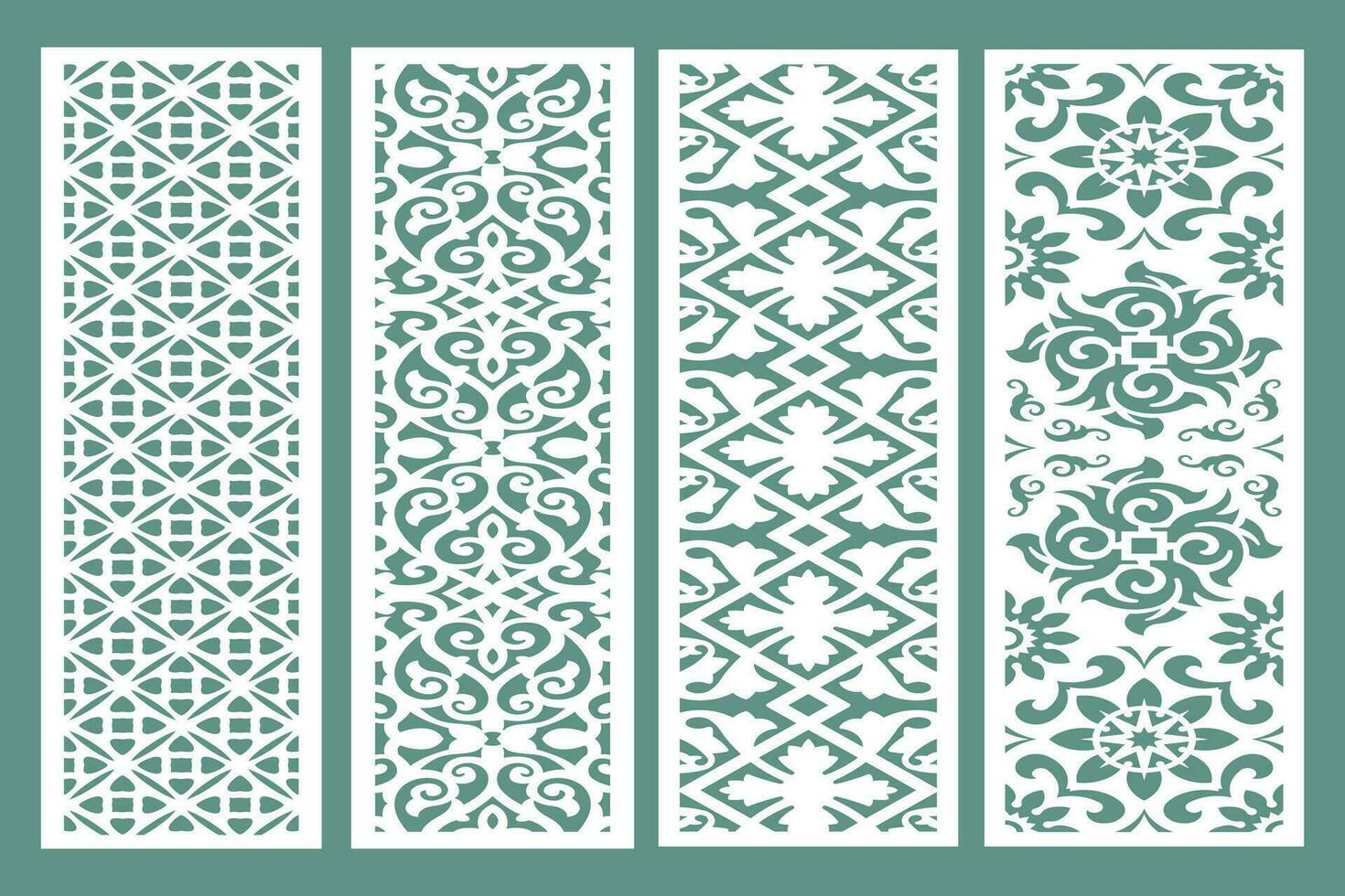 conjunto jali diseño, jali diseño para gráfico y madera contrachapada, dividir, cnc enrutador diseño hoja de espuma, acrílico y cnc máquina corte, eps archivo. vector