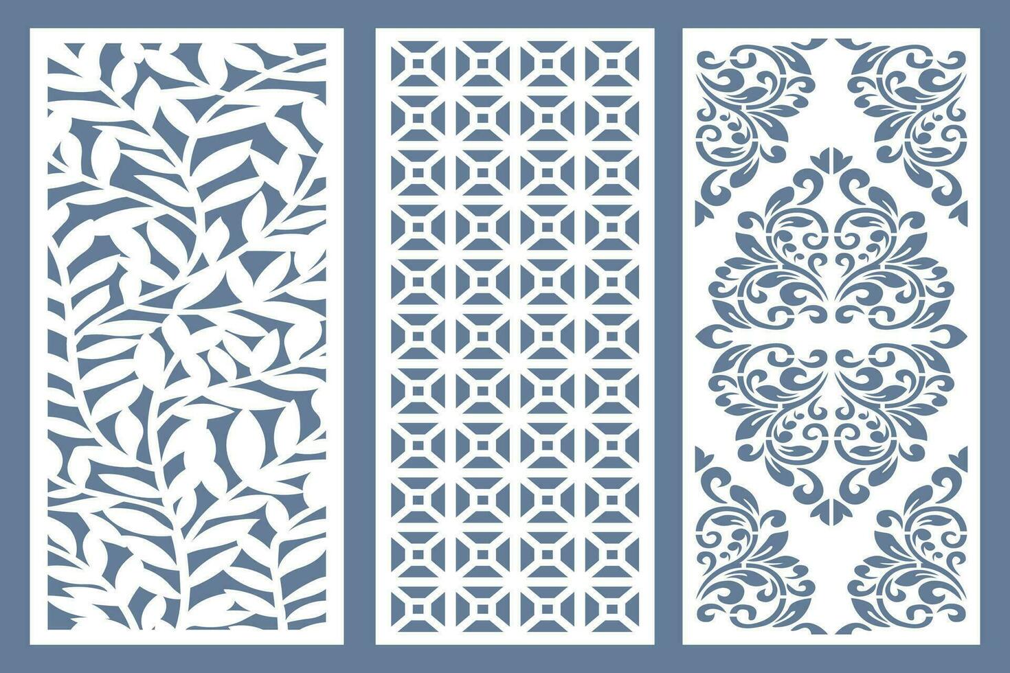 conjunto jali diseño, jali diseño para gráfico y madera contrachapada, dividir, cnc enrutador diseño hoja de espuma, acrílico y cnc máquina corte, eps archivo. vector