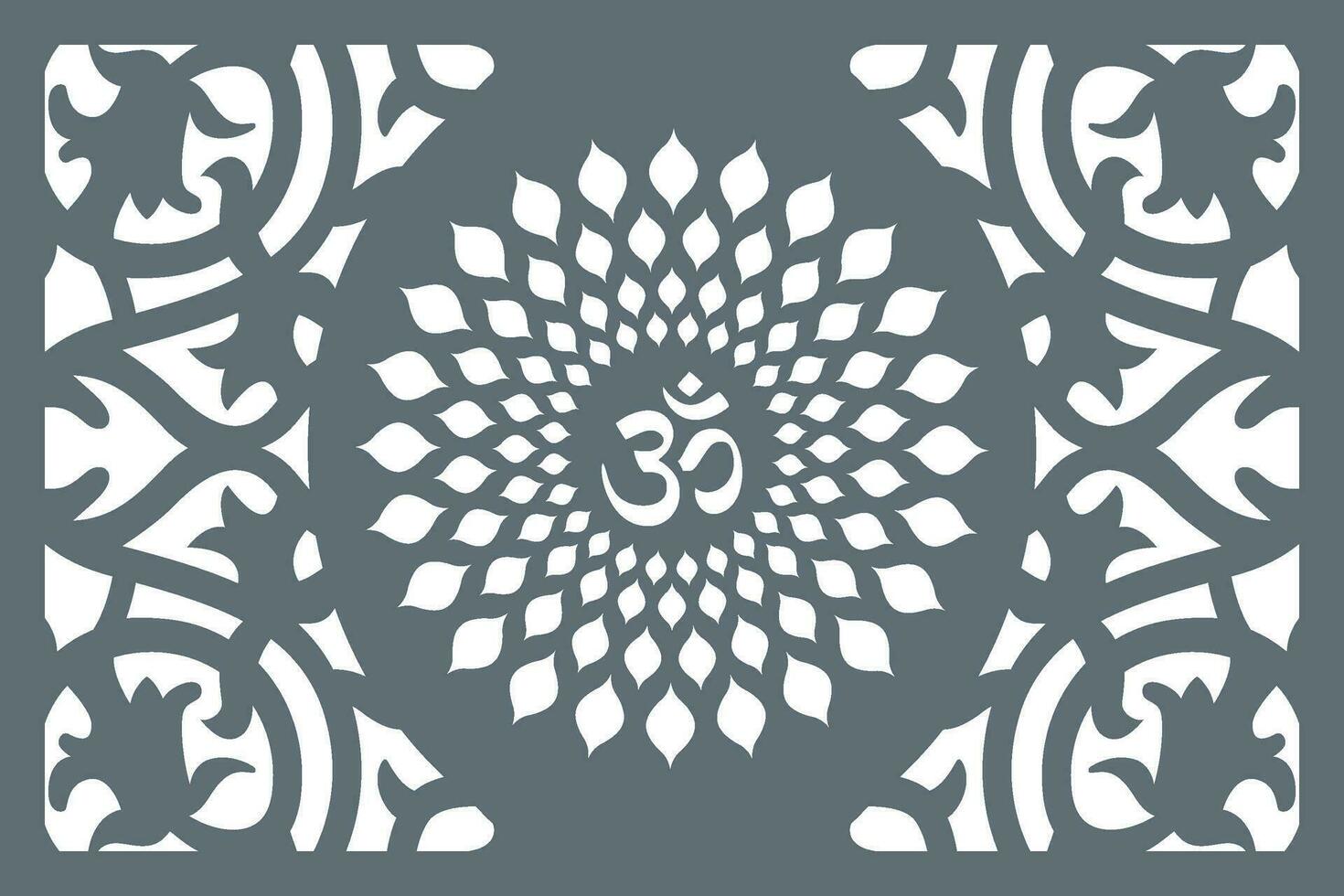 om jali diseño para mandir, láser corte diseño para mandir o templo. vector