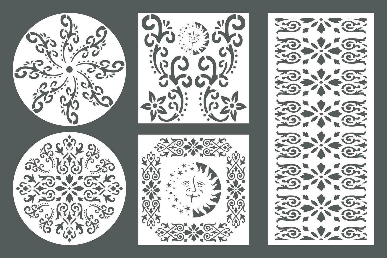 conjunto jali diseño para jalí, láser, cnc, gráfico. vector