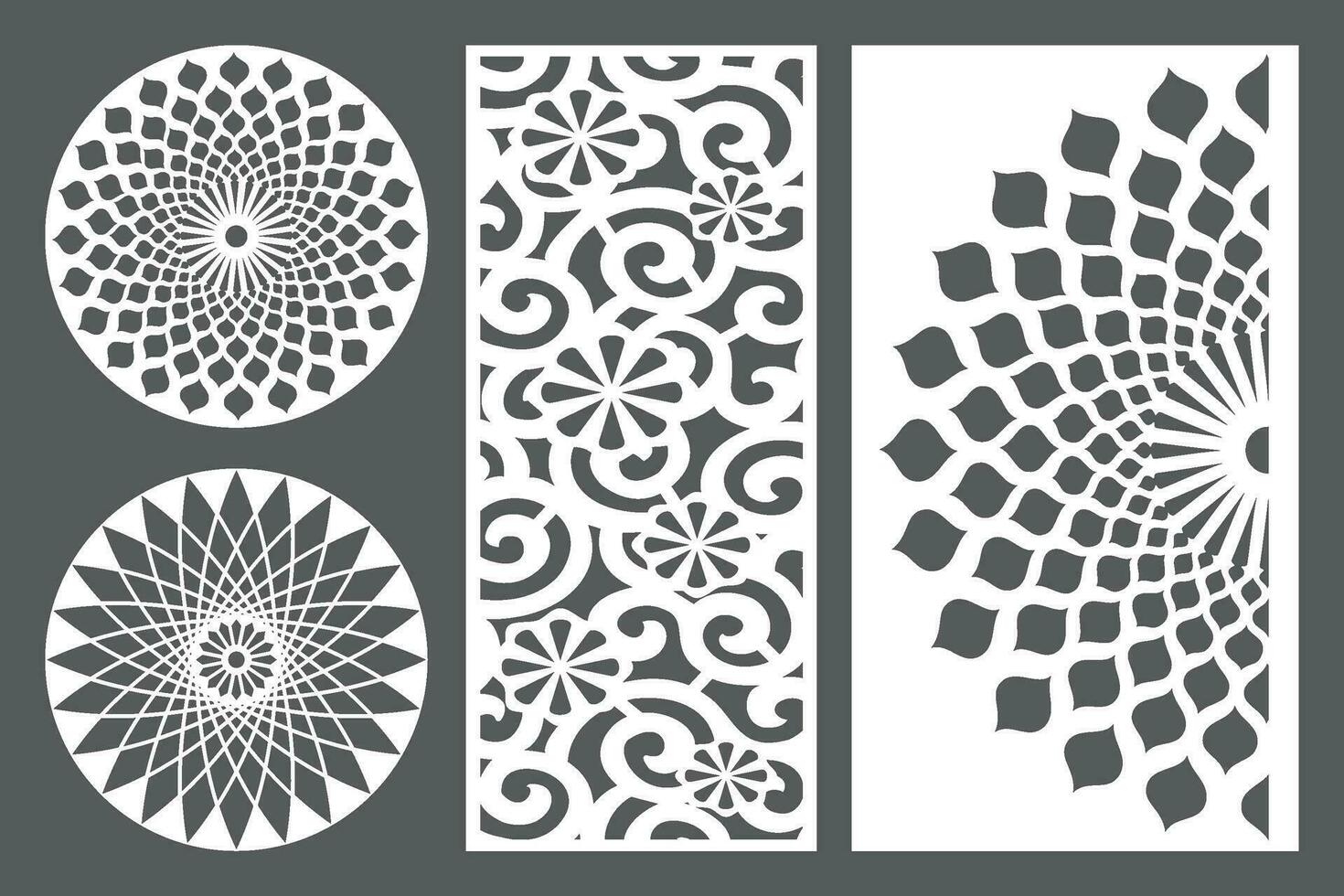 Set Jali Design For jali, Laser, Cnc, Graphic. vector