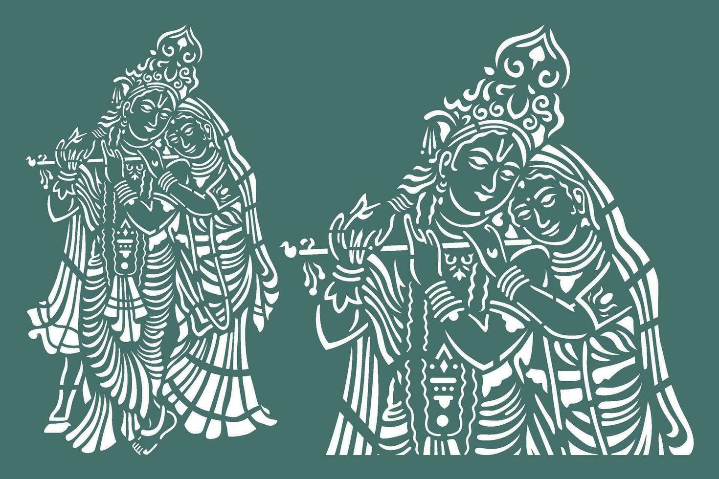 indio Dios señor Krishna y radha janmasthmi vector. vector