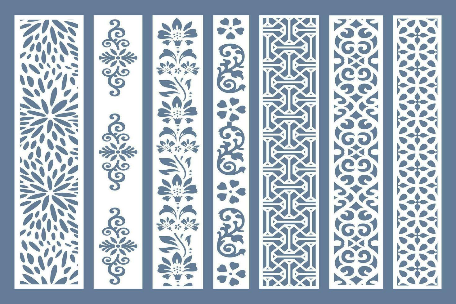 Set Jali Design, Jali Design for Graphic and Plywood, Partition, Cnc Router Design Foamsheet, Acrylic and CNC Machine Cutting, EPS File. vector